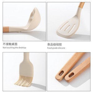 Silicone Spatula And Ladle Set 11 Pieces Heat Resistant Non Stick Kitchen Cooking Tools With Beechwood Handle Nordic Style - Product Image 5