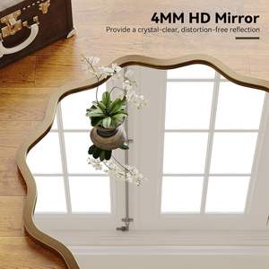 Miroir mural rond ondulé en verre Brightify de 24 pouces avec cadre en métal doré pour salon et salle de bain - Product Image 3