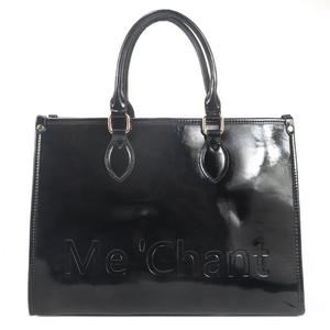 <span class=keywords><strong>Sac</strong></span> fourre-tout en cuir PU verni pour <span class=keywords><strong>femme</strong></span>, <span class=keywords><strong>noir</strong></span>, avec lettres embossées, <span class=keywords><strong>sac</strong></span> à main à poignée supérieure, en stock dans l'entrepôt outre-mer - Product Image 3