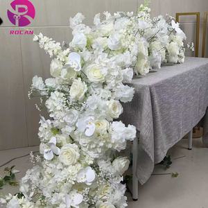 Ivoire blanc fleur coureur fleur rangée mariage centres <span class=keywords><strong>de</strong></span> <span class=keywords><strong>table</strong></span> fête événements décoration soie artificielle Rose <span class=keywords><strong>chemin</strong></span> <span class=keywords><strong>de</strong></span> <span class=keywords><strong>table</strong></span> - Product Image 1