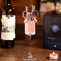 Flûtes à champagne vintage en verre transparent rose avec nœud, verres à vin pour mariage et fête