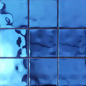 201 304 vàng mảnh màu xanh đồng nước gợn gương 300*300mm hạt lớn nền khảm kim loại - Product Image 3