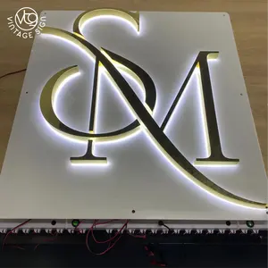 3d עץ מכתבי עיצוב חנות מותאם אישית עסקי לוגו Led ערוץ מכתב מספר בית שלט עם תאורה אחורית