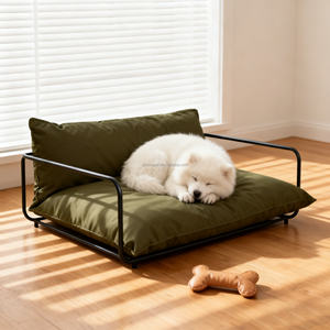 Modernes Luxus-Haustier bett Metallrahmen Abnehmbares Sofa für Hunde Katzen Mode Klassischer Stil Weiches Plüsch material Tier muster Karton - Product Image 3