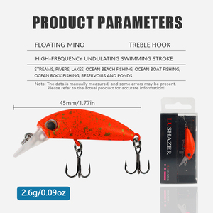 Leurre flottant LUSHAZER Minnow Crankbait 2,6g 45mm pour la pêche au bar, à la truite et au brochet, leurre artificiel en plastique, wobbler, leurre de pêche - Product Image 2