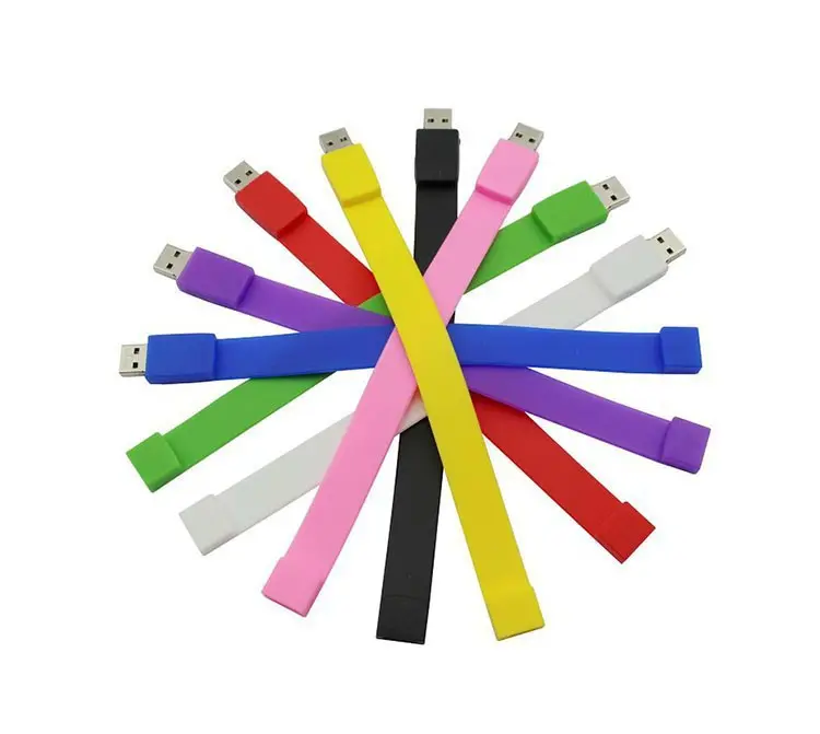 Promotion Logo personnalisé USB Bracelet Silicone Pendrive Bracelet Flash Drive Bracelet Clé USB 8GB 16GB 32GB 64GB