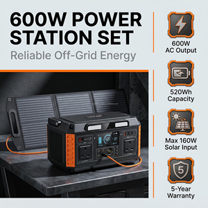 Factory Wholesale 600W 520Wh <b>UK</b> Plug Portable Power Station Kit 100W Foldable Solar Panel Solar Generator For <b>UK</b> Distributors - Product Image 4