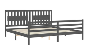 Letto <span class=keywords><strong>Matrimoniale</strong></span> Moderno in Legno di Pino Massiccio Grigio con Testiera per Camere da Letto e Appartamenti <span class=keywords><strong>Dimensioni</strong></span> 200*200 Cm. - Product Image 5