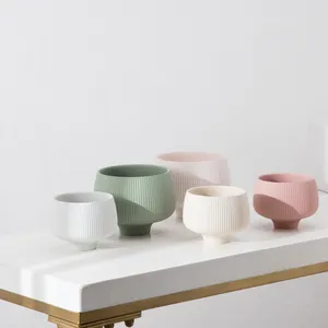 Elegant Unique Small White Round Clay Ceramic Table Succulent Flower Pot Ceramic Succulent Pot