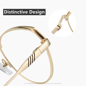 แว่นตาโลหะ2025<span class=keywords><strong>ส</strong></span>ำหรับผู้หญิงแนวปิดกั้นด้วยแสงสีทองผสมทรงแคตอาย<span class=keywords><strong>ส</strong></span>ีน้ำตาลแดง - Product Image 6