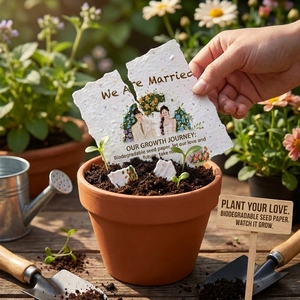<span class=keywords><strong>Carte</strong></span> de remerciement personnalisée en papier semence plantable pour mariage, avec impression sur mesure - Product Image 5