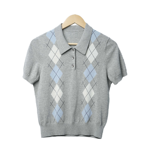 Tùy Chỉnh Của Phụ Nữ Mỏng Giản Dị V Nút Áo Len 100% Cotton Đan Nhanh Chóng Khô Cho Mùa Xuân Mùa Hè Phong Cách Ngọt Ngào Với Phía Trước Logo - Product Image 1