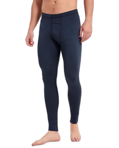 Men's Full Length Compression Leggings Solid Navy Blue Elastic Waist Spandex Cotton Blend - Product Image 3