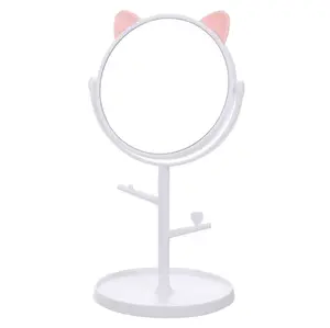 Ouvidos desenhos animados do espelho de maquiagem portátil 180 Graus Rotatable Plástico espelho de Maquiagem Desktop Espelho de Maquilhagem tão bonito