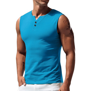 Camisetas Deportivas Personalizadas para Hombre, Cuello Henley sin Botones, Ajuste Delgado, Elásticas, Sin Mangas, de Secado Rápido, Personalizables, de Malla, para Gimnasio - Product Image 5