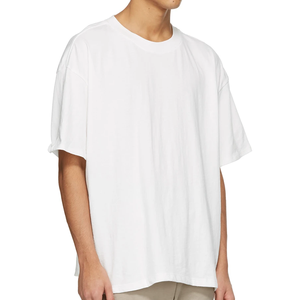เสื้อยืดแขนสั้นสไตล์สตรีทแวร์สำหรับฤดูร้อน 250 GSM สีขาวล้วน สำหรับผู้ชาย ผ้าฝ้าย 100% เสื้อยืดโอเวอร์ไซส์ จากผู้ผลิต - Product Image 2