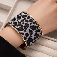 Bracelet jonc large léopard couleur café, plaqué électrolytique, style exagéré, tendance, créatif et mode, pour le marché international