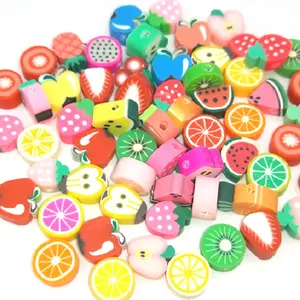 Colorful Fruits Clay Beads 10*5mm flat round polymer clay beads For DIY Bracelet Necklace Jewelry Making Wholesale