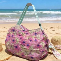 Sac à bandoulière de voyage pliable rayé de style japonais, pochette de rangement portable, épaisse et écologique en PLA, pour le shopping et les cadeaux