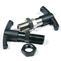 Piston d'indexage rétractable en acier inoxydable robuste de 3/16 pouces avec poignée en L pour table de soudage, modèle INGKS 14E-23DC