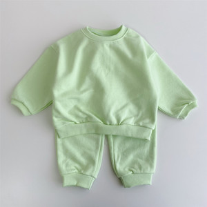 Set di Abbigliamento Autunnale Ecologico 100% Cotone Stile Coreano per Bambini e Bambine, Tute Sportive per Bambini in Tinta Unita - Product Image 4