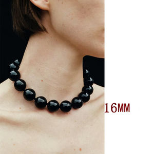 Collar llamativo con cuentas de piedras preciosas Zooying, collar con cuentas de piedra Natural de obsidiana de ónix negro grueso - Product Image 1
