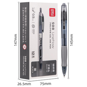 Stylo gel Deli 0,5 mm, encre noire, pointe biseautée, fermeture à pression, papeterie pour étudiants et bureaux - Product Image 2