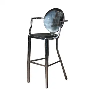 Online commercial mirror surface bar furniture stainless steel bar stools for kitchen silver
