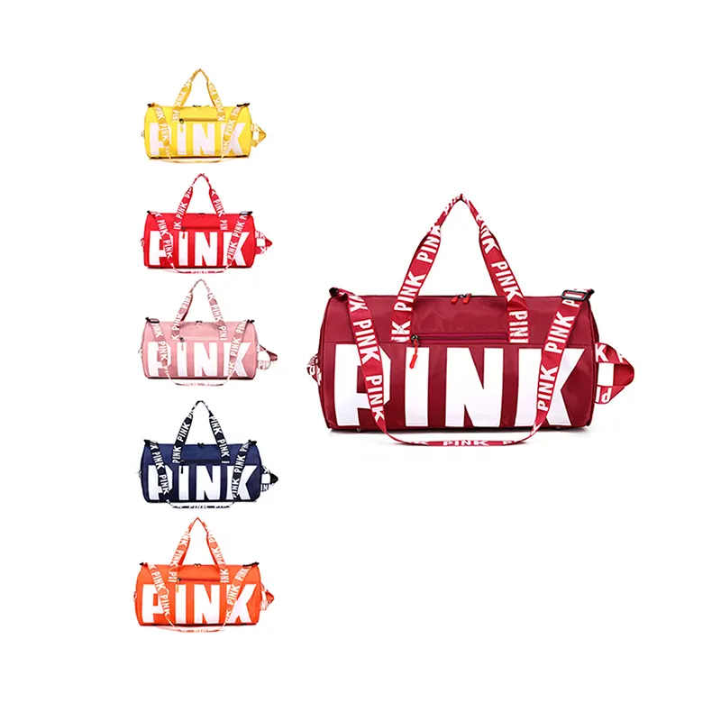 Bolsa de viaje impermeable para gimnasio, bolsa deportiva rosa para duffle, logotipo personalizado, barata, venta al por mayor, 2022