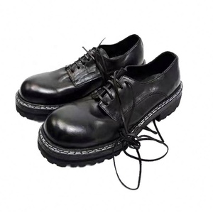 Chaussures Oxford en cuir noir à bout rond, lacets, semelle en caoutchouc antidérapante, toutes saisons, chaussures habillées pour hommes - Product Image 2