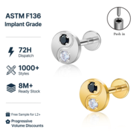 JiaXin ASTM F136 Titane sans filetage à enfiler, labret à dos plat, pour lèvre, hélix, conque, bijoux de piercing corporel tendance 16G pour femmes