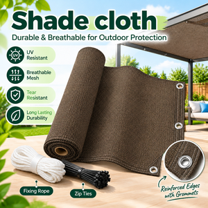 <span class=keywords><strong>Filet</strong></span> pare-soleil rayé marron renforcé en PEHD résistant aux UV pour clôture de villa, terrasse et clôture de jardin extérieur - Product Image 1