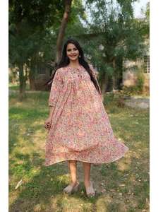 Moderno para todas las estaciones, vestido tejido de algodón orgánico de retazos ecológico, ligero, suave, Vintage, elegante, informal, comodidad diaria - Product Image 1