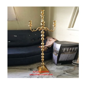 <b>Gold</b> Embossed <b>Candelabra</b> 5 Arms for Wedding Decoration Shiny <b>Gold</b> plated Floor Decoration Handmade <b>Candelabra</b> for Living Room - Product Image 1