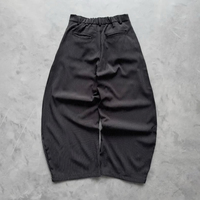 Pantalon de costume ample et plissé en coton personnalisé pour homme, style streetwear, coupe large, avec rayures et fermoir de pompier