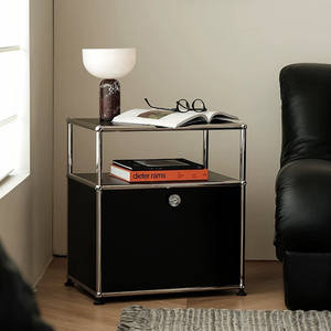 طاولة سرير متعددة الوظائف من الفولاذ المقاوم للصدأ بتصميم العصور الوسطى، خزانة تخزين جانبية للأريكة بتصميم باوهاوس - Product Image 5