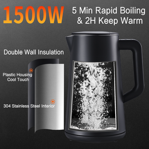 Bình đun nước điện 1.5L màu đen, thông minh, kết nối Wifi Tuya, chất liệu thép không gỉ, điều khiển nhiệt độ kỹ thuật số - Product Image 3