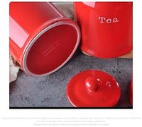 Ensemble de boîtes en céramique rouge Récipients de stockage des aliments Thé en céramique Café et Sucre Grands pots de stockage Céramique Rouge Lot de 3