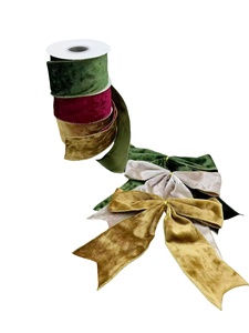 <span class=keywords><strong>Ruban</strong></span> Nœud Papillon en Velours Polyester à Bord Doré Effet Fil de Fer pour Décoration d'Arbre de Noël – Vente Flash Transfrontalière - Product Image 2