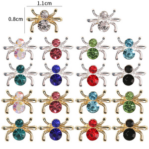 Breloques pour ongles en argent et or, motif araignée, style Gothique Halloween, décorations 3D en métal et strass, cristaux œil de cheval pour nail art - Product Image 5