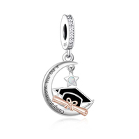 Breloques en argent avec motif étoile, motif en spirale, pierre d'opale et zircon, pour bracelet, cadeaux de félicitations pour avoir fait la chose