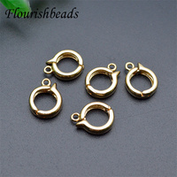 Accessoires de bijouterie, fermoir à boucle ronde en laiton plaqué or 18 carats, anti-décoloration, sans nickel, pour fabrication de bracelets et de colliers