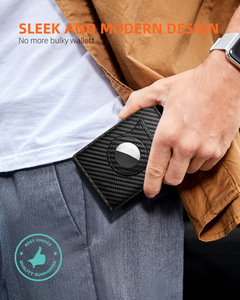 Multi-functional <strong>Trifold</strong> <strong>Wallet</strong> with Airtag Holder Slide-Out Card Slot, Carbon Fiber PU Leather Magnetic Money Clip Case for Men - Product Image 5