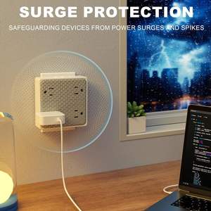 Regleta de enchufes de suelo con 4 tomas de CA, 3 puertos USB (2 Tipo-C/1 A), 20W, carcasa ignífuga, diseño compacto para equipaje de crucero - Product Image 4