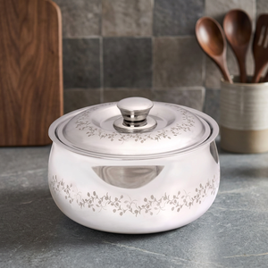 Casserole en acier inoxydable avec couvercle, design moderne rond, durable, compatible gaz et induction, passe au lave-vaisselle - Product Image 4