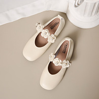 Nouvelles Chaussures Mary Jane pour Enfants 2026, Décoration Fleur Perle, Bout Carré, Cuir, Chaussures Filles, Vente en Gros, Usine OEM, Logo Personnalisé