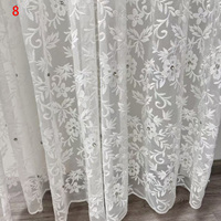 Fleur Style Européen Blanc Brodé Floral Sheer Polyester Tissu Tulle Rideau Pour Salon Chambre Cuisine Fenêtre