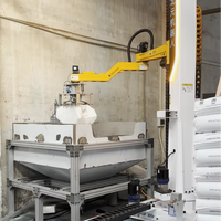 Bras robotisé de déballage de sacs monté sur rail |   Robot de dépalletisation mobile pour alimentation automatique |   25-100 kg/sac, 100-120 sacs/heure