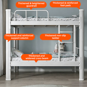 Lit superposé moderne en métal avec barrières de sécurité, design gain de place pour chambre à coucher - Product Image 2