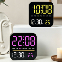 Moderner LED Digitaler Wecker Intelligente Tischuhr für Schlafzimmer Büro mit Umgebungslicht USB-Telefonladefunktion